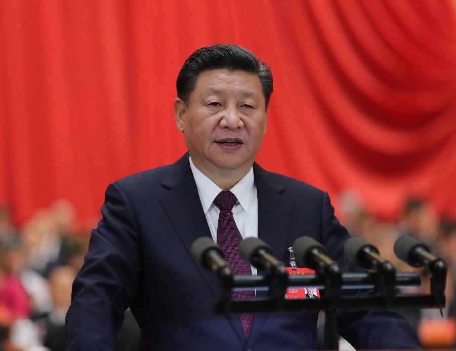 10月18日，習(xí)近平在中國共產(chǎn)黨第十九次全國代表大會上作報(bào)告。